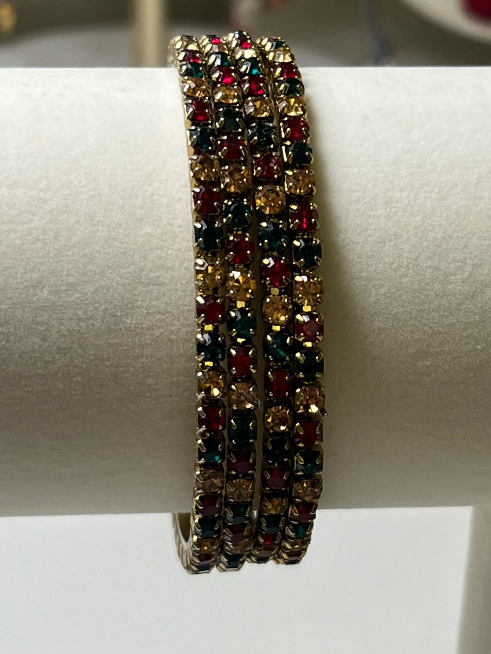 Multicolor Rhinestone Stretch Bangle Bracelet Set - Picture 4 of 5